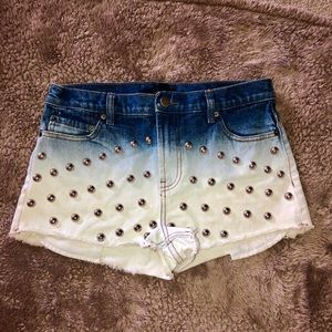 Forever 21 High Waisted Silver Studded Jean Shorts